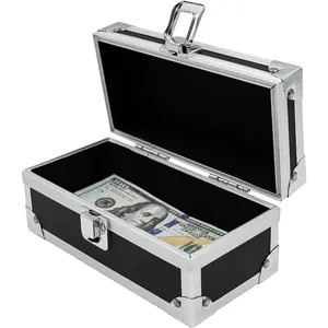 Lockable Aluminium Alloy Cash Box with Single Row Currency Tray, Money Storage Organizer Holder for Cash Storage