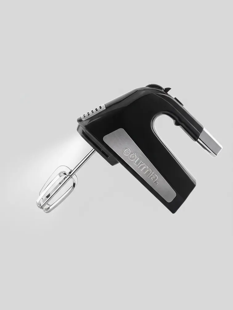 Gourmia Illuminating Handheld Electric Mixer, 6 Speed, Turbo Mode, Beaters and Dough Hooks