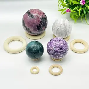 Set of 10 Round Wooden Stands for Displaying Spheres Crystal Balls Provides Firm Removable Base Suitable for Home Decoration