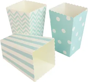 36Pcs/Lot Colorful Favor Candy Treat Popcorn Boxes for Candy&Food&Chocolate Wedding&Birthday&Movie Party Supplies (Blue)