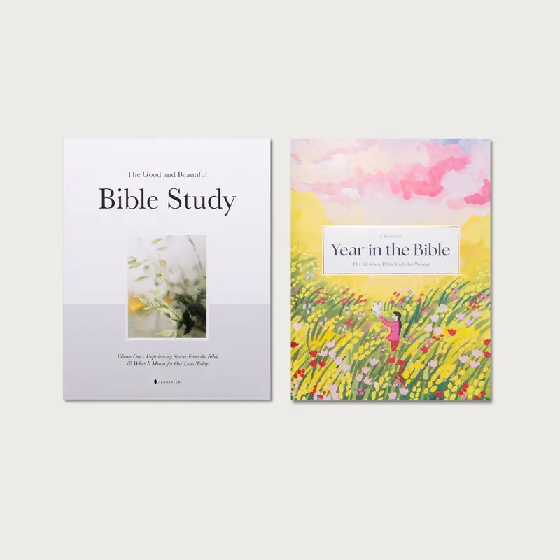 Alabaster Bible Study Gift Set - Religious Study Bundle for Her & Him, 264-Page Scripture Book with Synopses & Reflection Questions