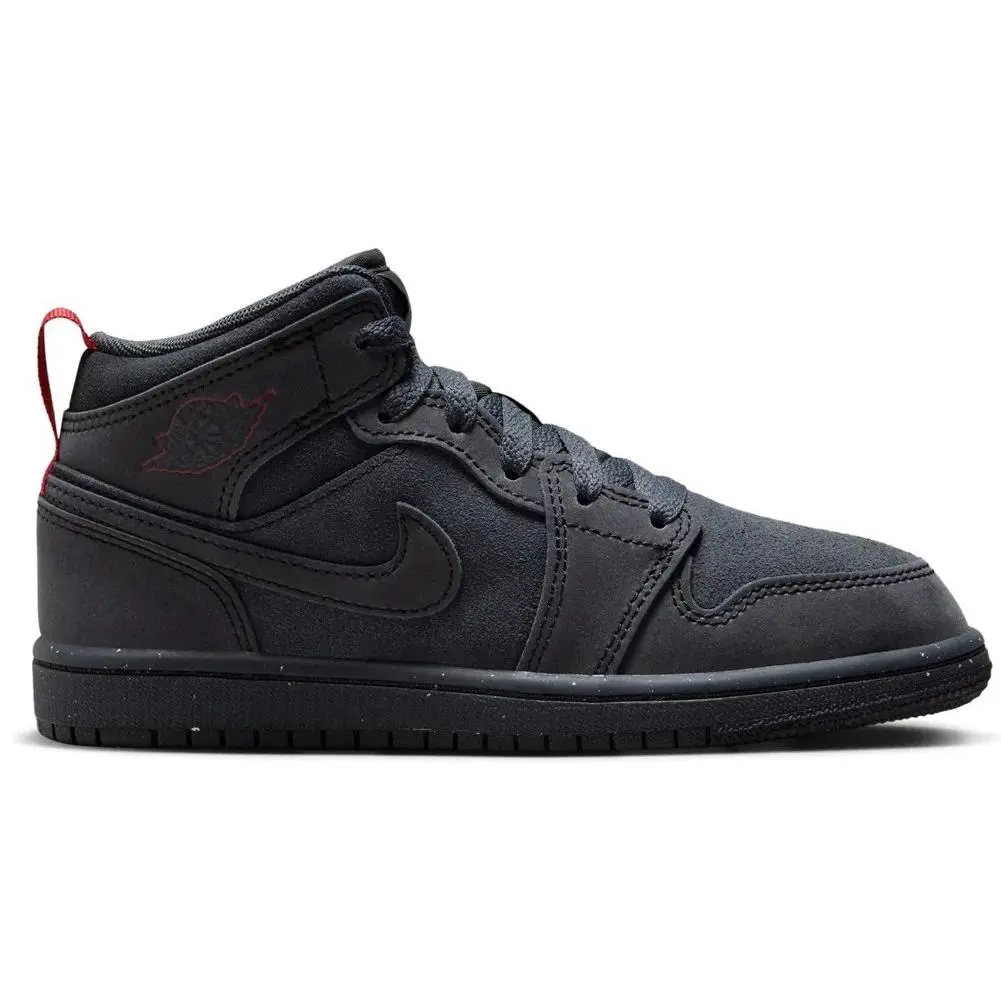 Little Kid's Jordan 1 Mid SE Craft DK Smoke Grey/Black (FQ7754 001)
