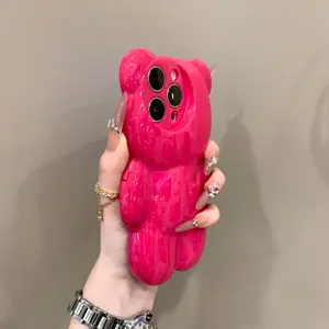 Warrenty 3D Bear Design iP Case for 16 Pro Max/15 Pro Max/14/13/12 - Fashion Niche Style with Manufacturer Warranty & Unique Bear-Inspired Design