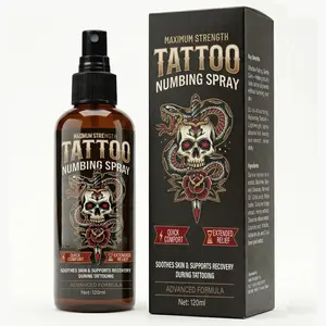 Maximum Strength Tattoo Numbing Spray – Fast-Acting Topical Mist for Comfort During Tattooing – Soothing & Recovery Support with Botanical Extracts (Aloe, Chamomile, Green Tea) – Advanced Formula for Easy, Even Application –– 120ml