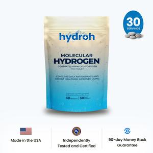 Hydroh Molecular Hydrogen Tablets  Antioxidant Support + Deep Hydration | 30 Effervescent Hydrogen Water Supplements