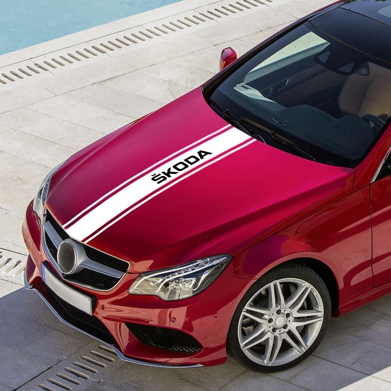 Skoda Car Model Specific Hood Decal Sticker, Classic Logo, Thin Film Material, Non-Damaging Original Paint Accessory, Car Decals