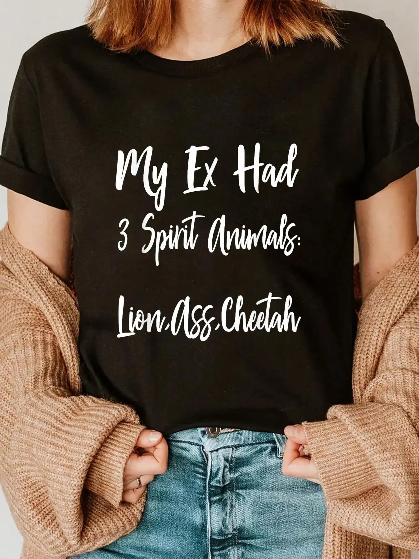 100% Cotton My Ex Has 3 Spirit Animals Ex Wife Husband Divorce Divorcee T-Shirt