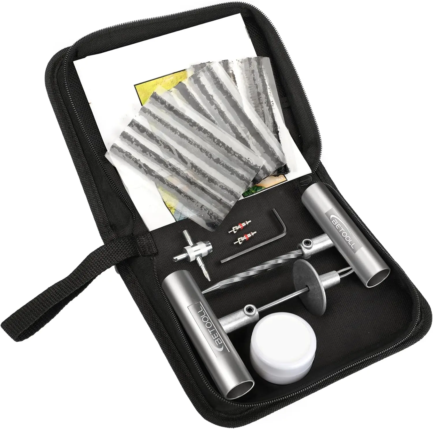 Tire Repair Kit, 24 Pcs Professional Heavy Duty Universal Emergency Flat Tire Repair Kit Fix Punctures, for car Motorcycle, Truck, Golf Cart, ATV, Tractor, ARB, RV, SUV, Trailer etc.