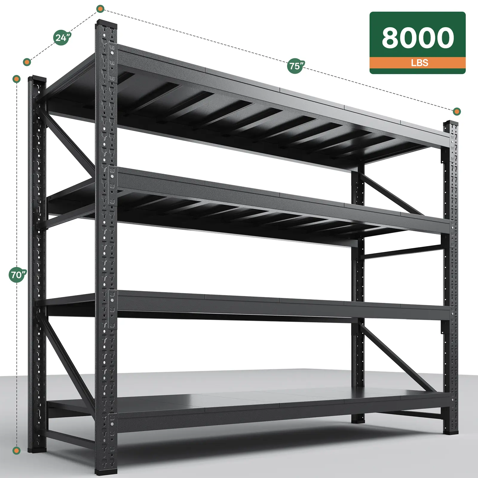 75" W x 24" D x 70" H