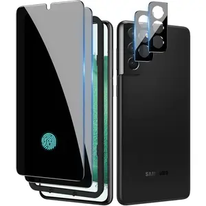 [2+2 Pack] for Samsung Galaxy S22 Plus Privacy Screen Protector [Support Fingerprint ID] + Camera Lens Protector, Tempered Glass Black Film for Galaxy S22 Plus 6.6", Case Friendly