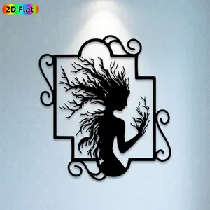 1pc Forest Nymph Metal Wall Art, Enchanting Forest Nymph Statue Mural, Ideal Gift for New Year, Easter, Nature & Mythology Enthusiasts, Perfect for Living Room Wall & Garden Fence, Magical Year-Round Home Decor