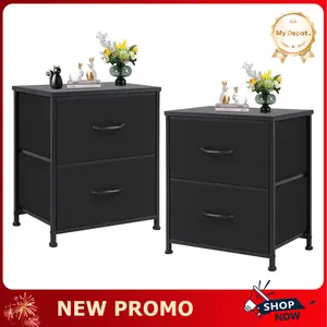[Deal] Small Nightstand with 2 Storage Drawers, 20" Height Small End Table, Wooden Top Fabric Cabinet Dresser for Bedroom, Closet, College Dorm