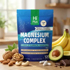 Premium Magnesium Complex Supplement 1200mg 120 Capsules - 10 Essential Forms for Heart, Bone & Total Body Wellness