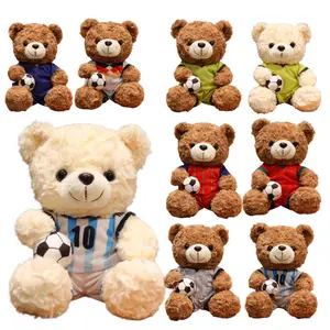 Soccer Bear Plush Toy, 14In Cuddly Teddy Bear with Soft Skin-Friendly No-Shedding Fabric, Removable Jersey Teddy Bear Doll, Perfect Gift for Fans