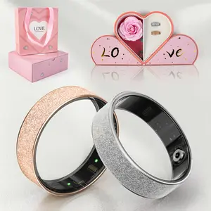 Frosted Couple Smart Ring-All Day Health Tracking Heart Rate Blood Oxygen Sleep Quality Monitor, Luxury Minimalist Style