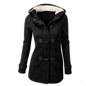 Women's wool blend hooded jacket, women's winter corner zipper hooded pea jacket, slim fit women's jacket, long sleeved round neck pullover hooded jacket, winter hooded jacket, fur lined windbreakerRAIMENTRY