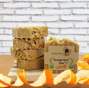 Handmade Natural Orange Peels Soap with Antioxidants and Vitamin C - 4 oz. Body Wash Body Care Acne Gentle Exfoliant