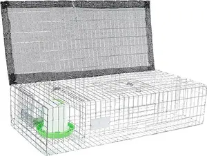 Bird B Gone - Pigeon Trap - Spacious 35"x16"x8" Cage for Up to 12 Birds - Shade, Water Container & Food Pan - 3 One-Way Doors