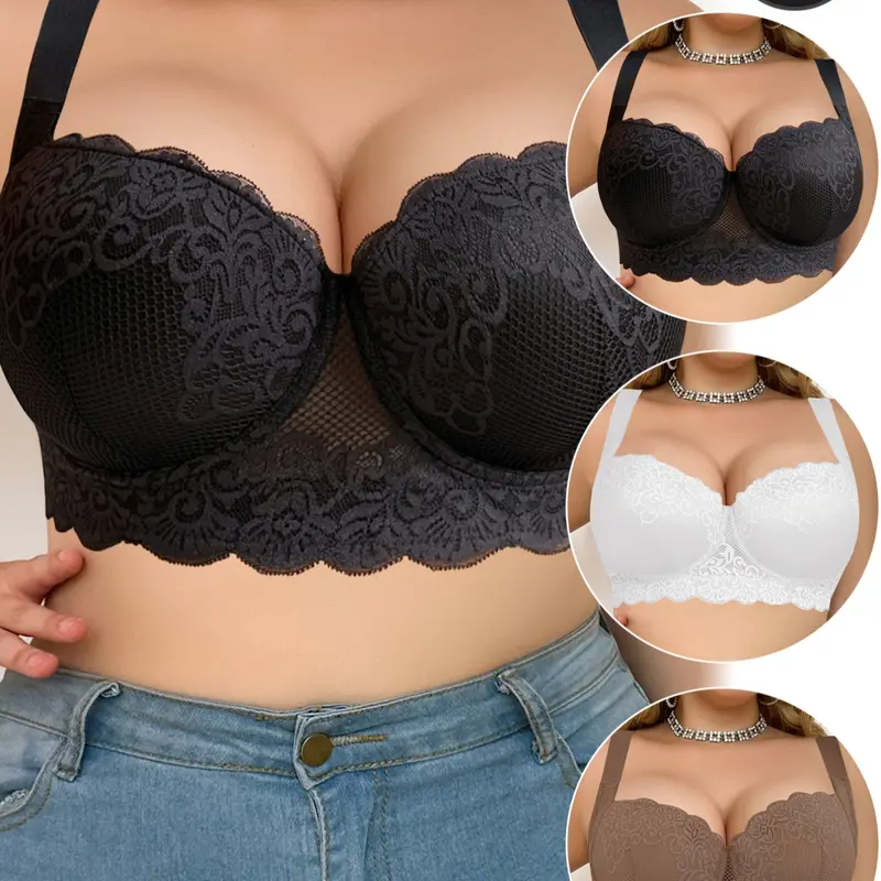 3-Pack Plus Size Bras for Women, Womenswear, Supportive Full-Coverage Push-Up Lingerie, Shaping Bra, Underwear, Anti-Sagging Comfortable Casual Sexy Everyday Bra for Daily Wear, Sports and Back to School Outfits