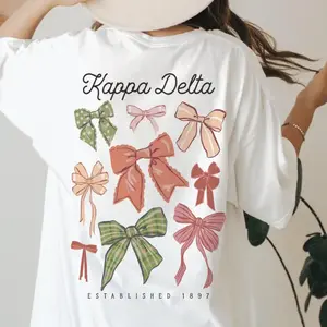 Comfort Colors Kappa Delta Sorority Bow Shirt, Cute Big Little Reveal Tee, Greek Life Recruitment Gift, Sorority Sister Apparel
