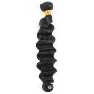 Human hair Bundles Loose Deep Wave 12-30 Inch Natural Black No shedding Tangle Free Glossy Hair bundles