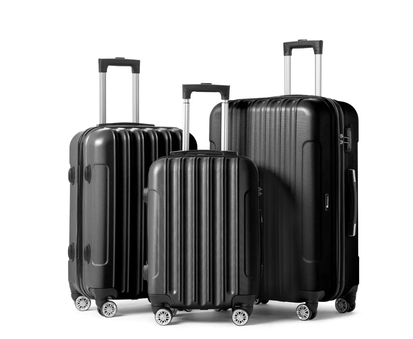 3 Piece Nested Spinner Suitcase Luggage Set With TSA Lock Black 3 Piece Nested Spinner Suitcase Luggage Set With TSA Lock Black