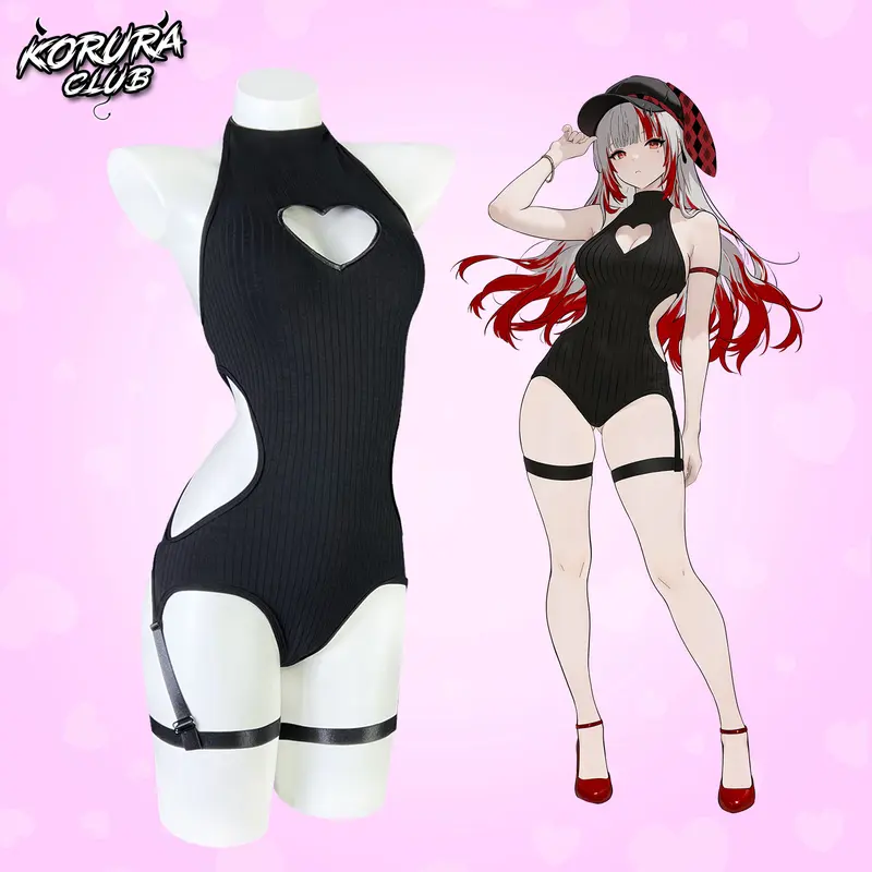 KORURACLUB Women's Black Backless Bodysuit - Chic Fashion Underwear for Women, Heart Cutout, Elegant Fit, Sexy Lingerie Corset, Style Accessories, One Size
