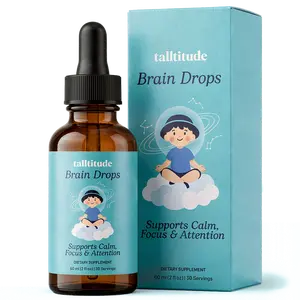 Talltitude Brain Drops | Kids Liquid Focus Supplement | Omega-3 DHA, Magnesium L-Threonate, Bacopa & L-Theanine | Supports Attention, Calm & Memory | Ages 4+ | 60ml | 30 Servings