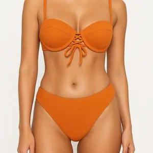 Orange shimmer bikini top