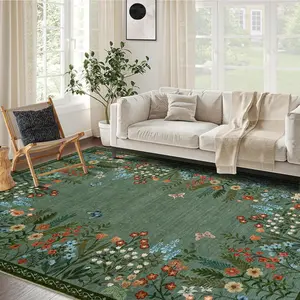 Garvee Washable 10x13 Area Rugs, Large Living Room Rug, Non-Slip Soft Floral Rugs for Bedroom, Botanical Area Rug Carpet for Dining Room Guest Room (Green,10'x13')