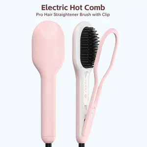 Girl's hair straightene, Nano-Titanium Straightening Brush  for Frizz-Free, Shiny Hai steam flat iron