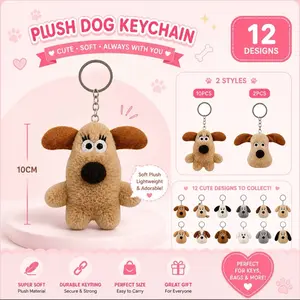 Cute Fluffy Plush Dog Keychains One Dozen 12 Pieces Soft Lightweight Adorable Keychains for Keys Bags and More Perfect Gift