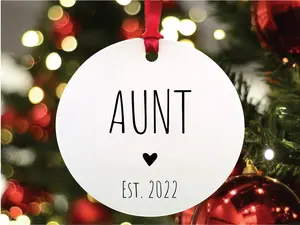 Aunt #1 Est Christmas Ornament, Customizable Aunt Gift, Aunt Ornament, Pregnancy Reveal Gift Idea, New Aunt, Auntie Gifts, Auntie Ornaments