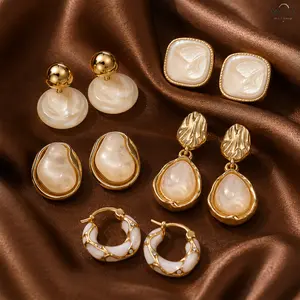 Women's Minimalist Gold Shell Pearl Hoop Earrings for Everyday Wear & Gifting