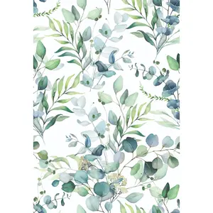 Eco-Friendly Peel and Stick Wallpaper Sheets 11” x 16” Eucalyptus Design 12 Sheets Self-Adhesive Removable for Living Room Bedroom Kitchen Office