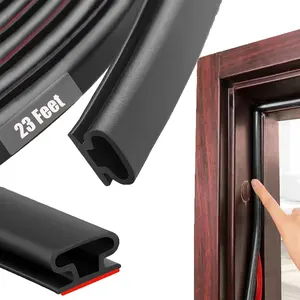 23 feet, Black Rubber Weather Stripping Door Seal Strip, D Shape Door Rubber Weather Seal Strip, SelfAdhesive Door Weatherstripping