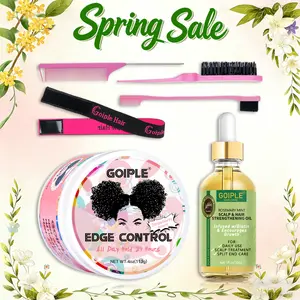 Nourishing Edge Control Gel with Rosemary Oil for Black Hair - Strong Hold Non-Greasy Formula Adds Shine & Promotes Healthy Edges - 4oz Edge Control & 1pc Hair Growth Oil Set - Highlights,valentine's day gifts for her/him
