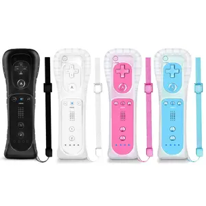 Wii Controller 4 Pack, Replacement for Wii Remote Controller,Compatible with  Wii/Wii U, With  Case and Wrist Strap. (White+Black+Blue+Pink)