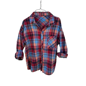 Plaid Shirt Women's Vintage Oversized Casual Button-Up Comfort Top - Soft Cotton, Plush Plaid Cozy Flannel, Versatile Styling, 100% Cotton Blouses Fabric