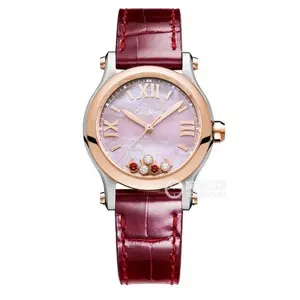 Chopard Happy Sport 30mm 278573 Automatic Two-Tone 18K Rose Gold & Stainless Steel Pink Mother of Pearl Dial Floating Diamonds & Rubies Ladies Watch WHP041625