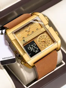 Luxury Men's Watch Poedagar, Modern Fashionable Wristwatch, Analog Display, Luminous Dial, Date & Week Indicator, Silver Leather Strap, Casual Style Gift