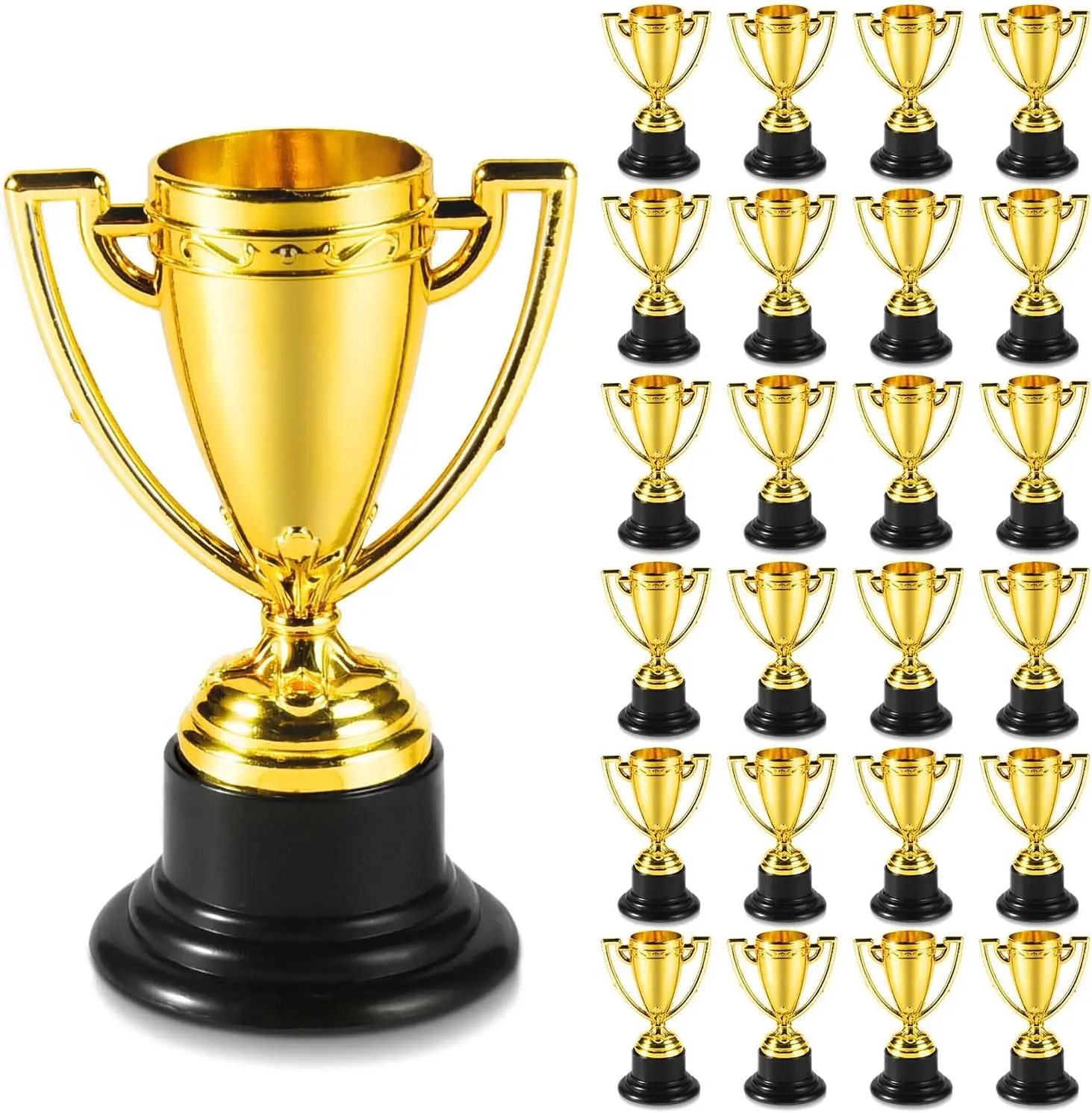 24 piece Gold Participation Trophys Cup Plastic Small Trophy Cups 4 Inch Award Trophies for Party Favors, Winning Prizes