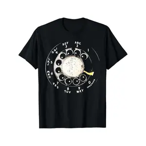 Men'S Vintage Rotary Phone Dial Pattern T-Shirt - 100% Cotton, Comfortable Short Sleeve Crew Neck, Perfect for Summer Outdoor Activities and Casual Wear, Casual Style, Regular Edition, Summer, Plus Size graphic tee Breathable Clothes Fabric Menswear