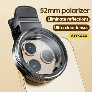 52mm Durable CPL Circular Polarizer Filter - Aluminum Alloy Clip-On Accessory for Smartphones, Canon & Nikon Cameras with Glare Reduction