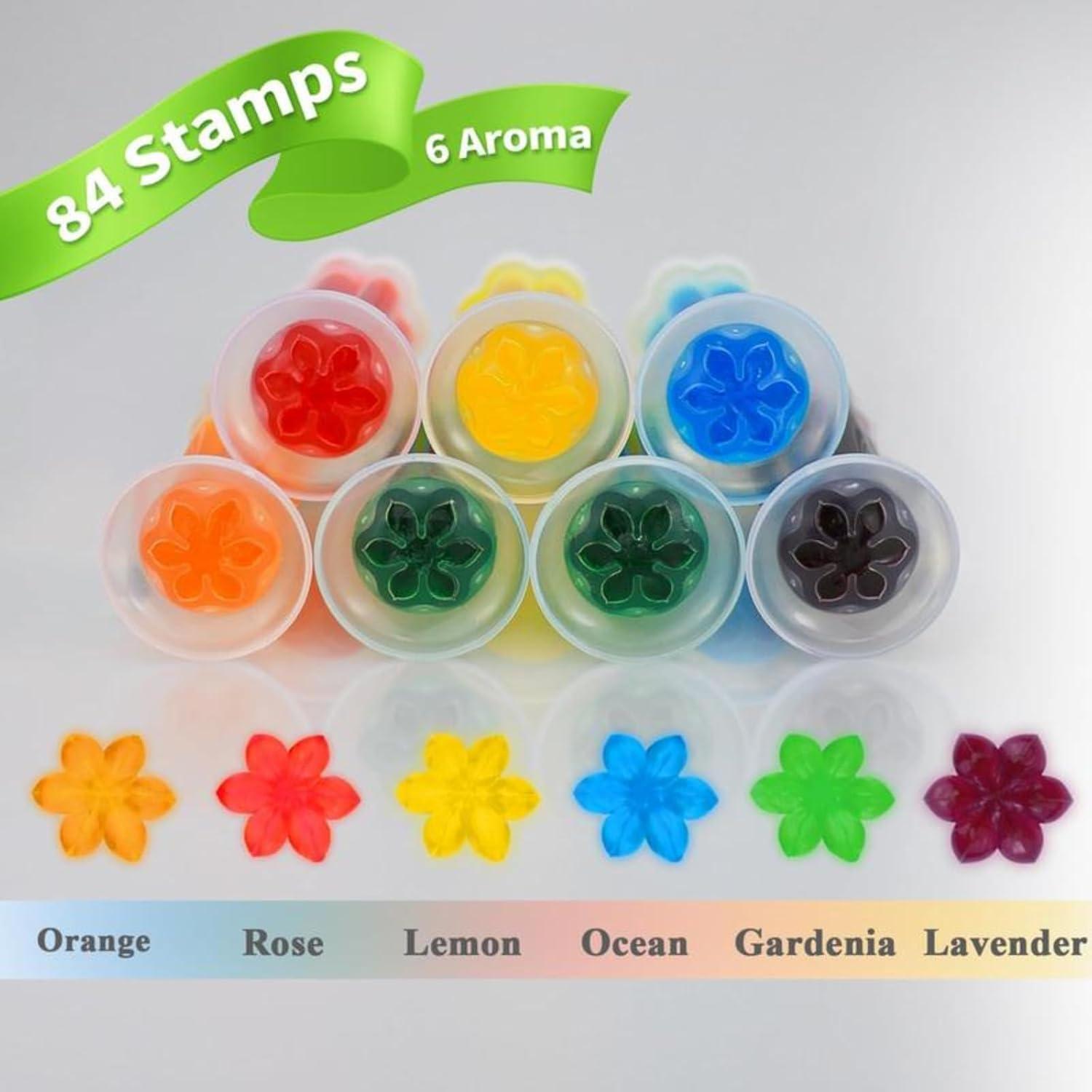 Toilet Bowl Gel Stamp, 42 Flower Scent Stamps, Toilet Cleaner Bowl Gel Stamp, for Three Month ( 3 in 1 Value Pack)