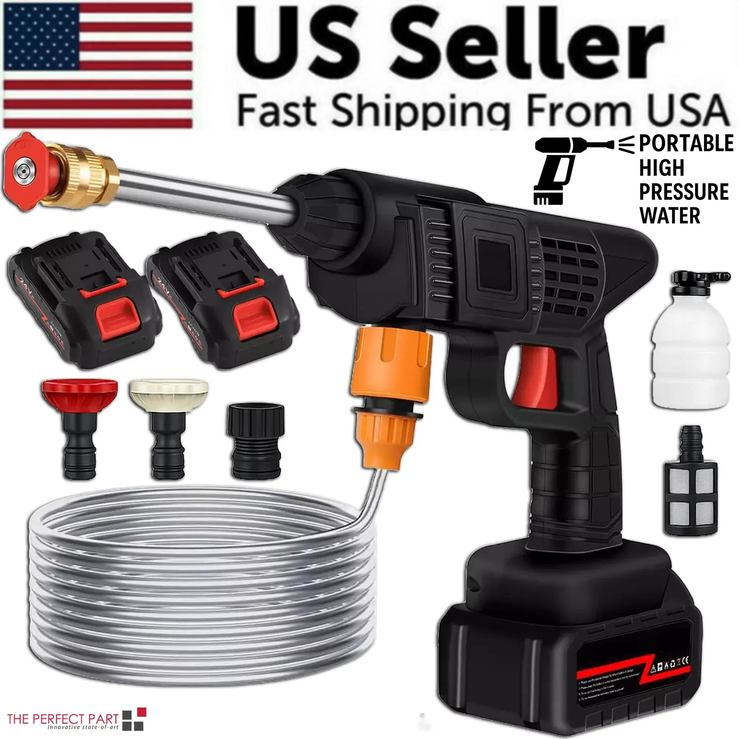 Portable Cordless Electric High-Pressure Water Spray Gun, Car Washing & Maintenance Cleaner Tool