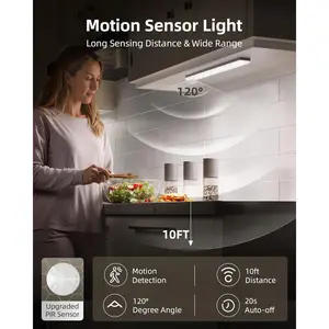 6-Pack Under Cabinet Lighting with Charging Station, 2000mAh Rechargeable Wireless Motion Sensor Lights, 3 Color Temps, Dimmable, Timer, Magnetic, with Remote Control for Kitchen, Closet, Stair