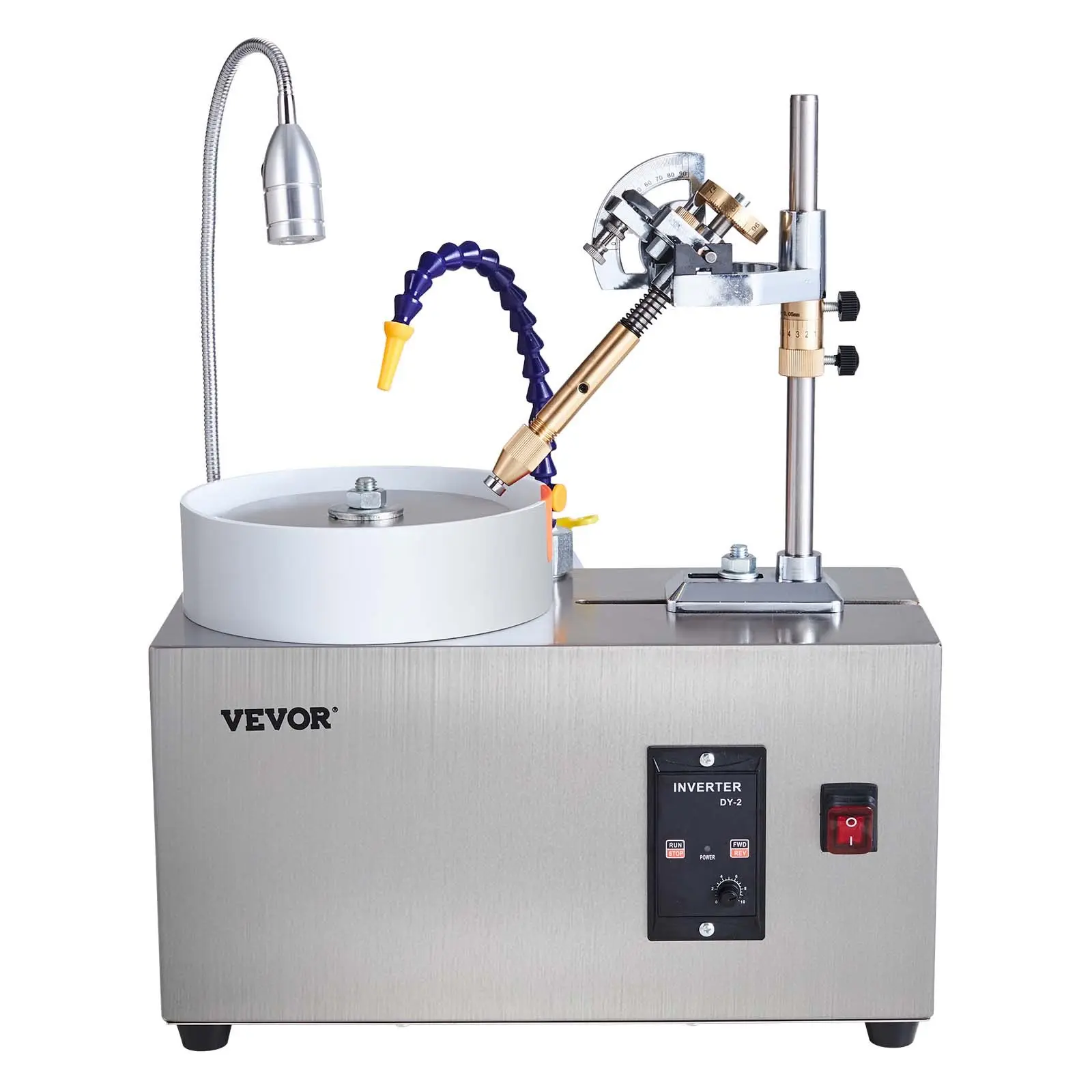 VEVOR KD-8801 Durable Stainless Steel Gem Faceting Machine, 180W High Power & Low Noise 110-120VAC 60Hz Tool with 100% Copper Wire Motor, Independent Switch, 0-2980RPM Adjustable Speed, 15.74x7.87x8.66in, 26.45Lbs/12Kg, Ideal for Jewelry, Jade, Wood, High