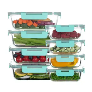 Food Storage Containers With Airtight Leakproof Lids - Dishwasher Safe Glass Food Storage Containers for Meal Prep or Leftovers