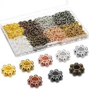 800 count 6mm Flower Spacer Beads Tibetan Daisy Metal Alloy  Spacers for Bracelet Necklace Earring  Making(Multicolored)